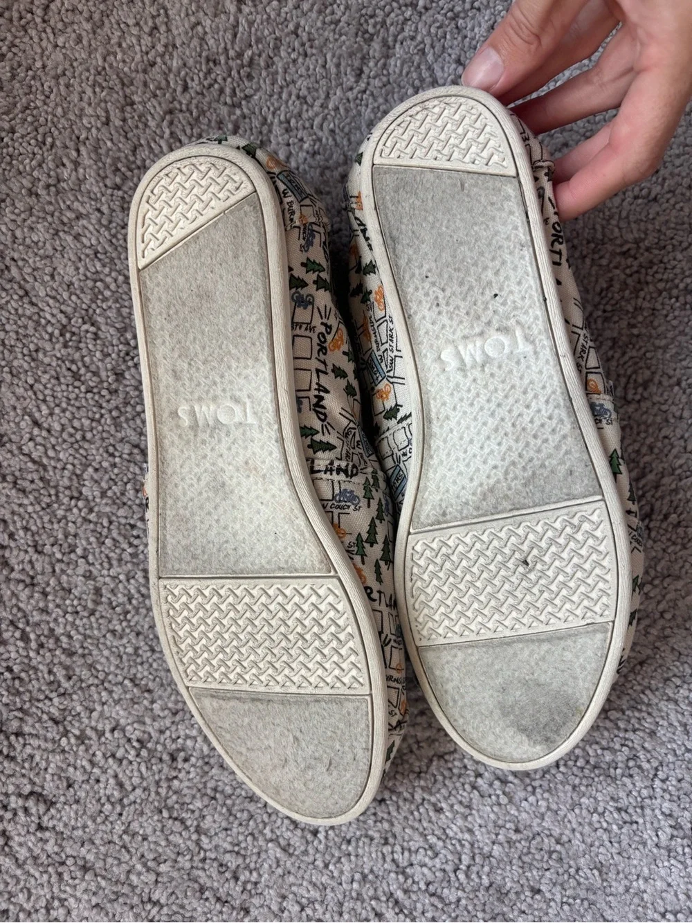 TOMS Portland Map Print Slip On Flats Alpargata Casual Shoes Size 8